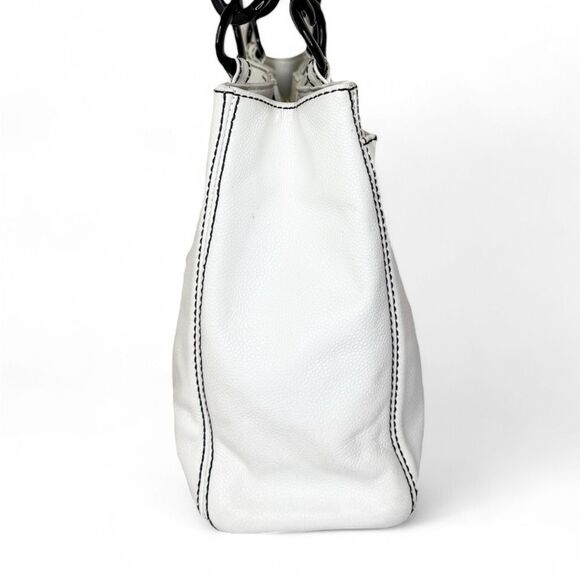 Rare Vintage CHANEL Black and White CC Logo Chain Dual Top Handle Tote - Picture 7 of 16